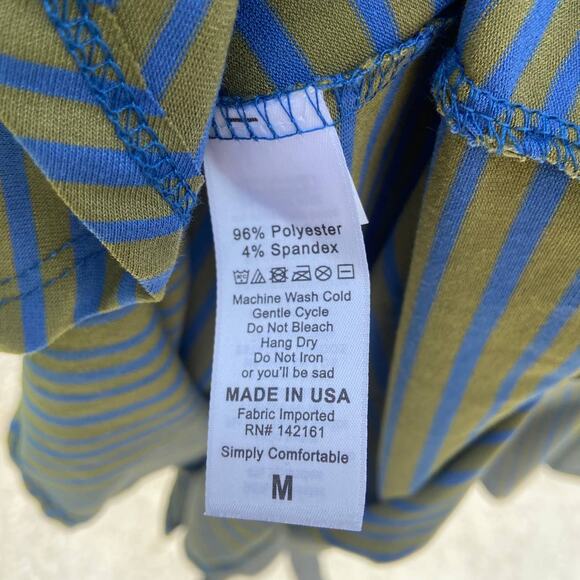 LuLaRoe Womens Dress Size M Maurine Green Blue Striped Swing Bell Sleeves NEW - Picture 5 of 5